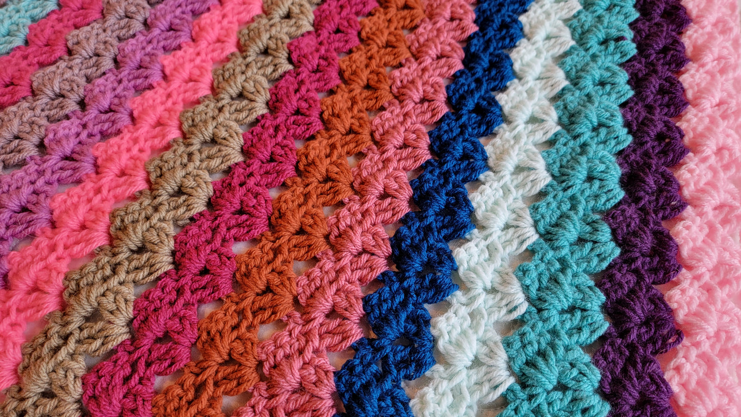 On Holiday Crochet Afghan - Handmade Afghans, Crocheted Afghans, Crocheted Blankets, Crochet Afghans, Crochet Blankets, Throws, Colorful