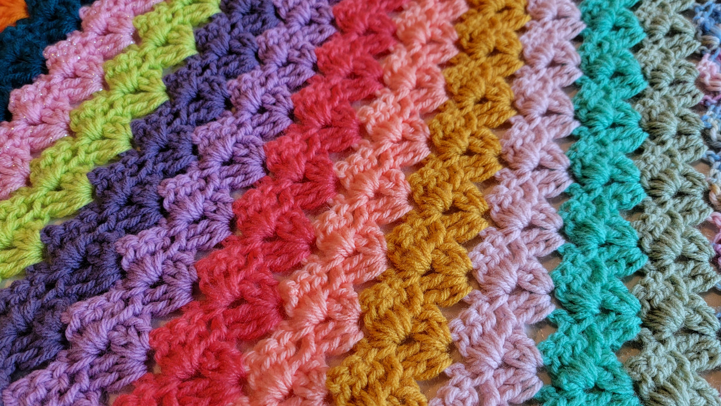 On Holiday Crochet Afghan - Handmade Afghans, Crocheted Afghans, Crocheted Blankets, Crochet Afghans, Crochet Blankets, Throws, Colorful