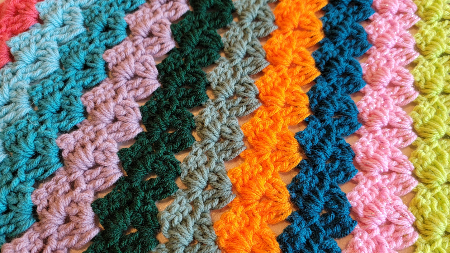 On Holiday Crochet Afghan - Handmade Afghans, Crocheted Afghans, Crocheted Blankets, Crochet Afghans, Crochet Blankets, Throws, Colorful