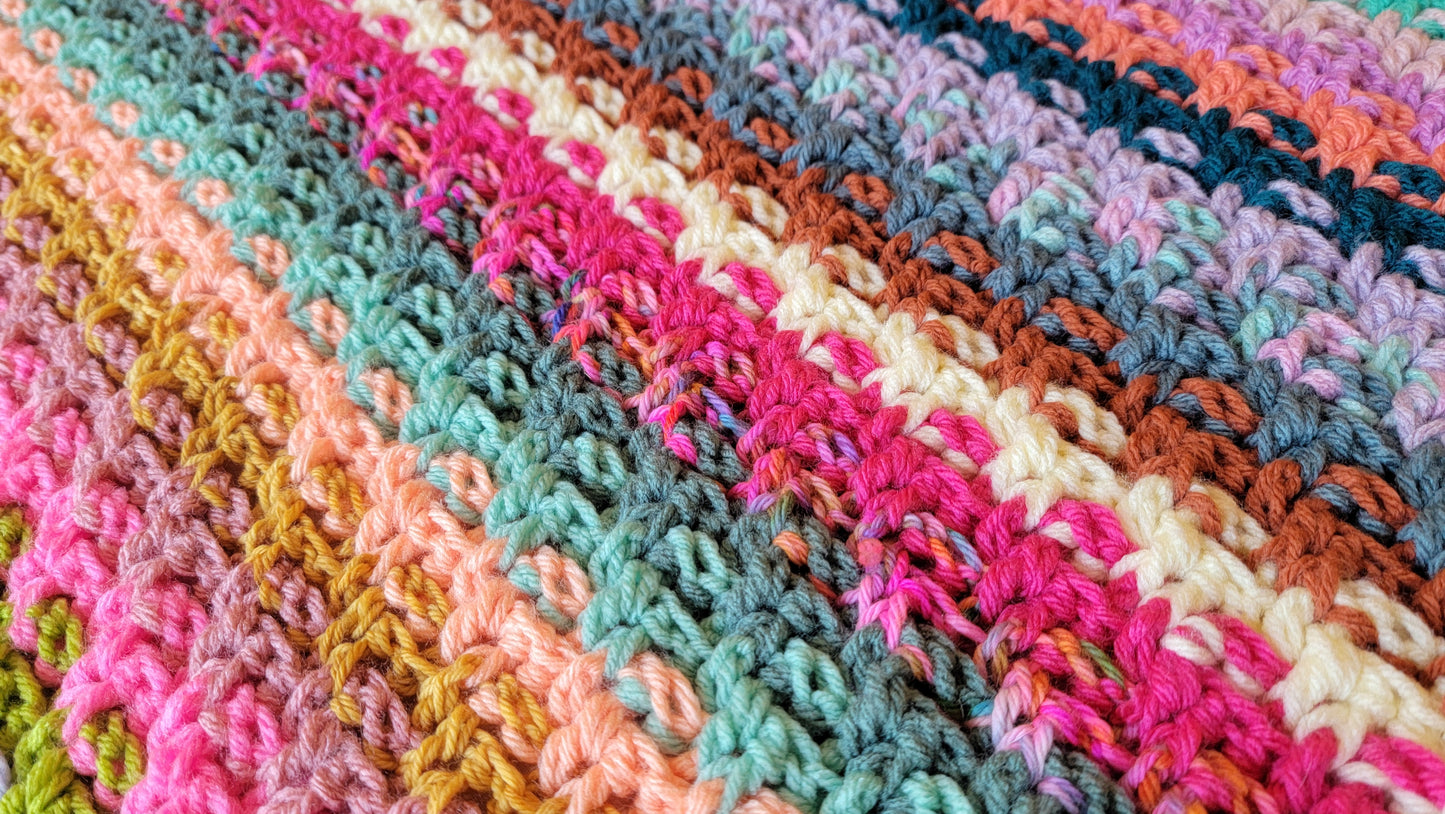 Vibe Shift Crochet Afghan - Handmade Afghans, Crocheted Afghans, Crocheted Blankets, Crochet Afghans, Crochet Blankets, Throws,Colorful,Cute