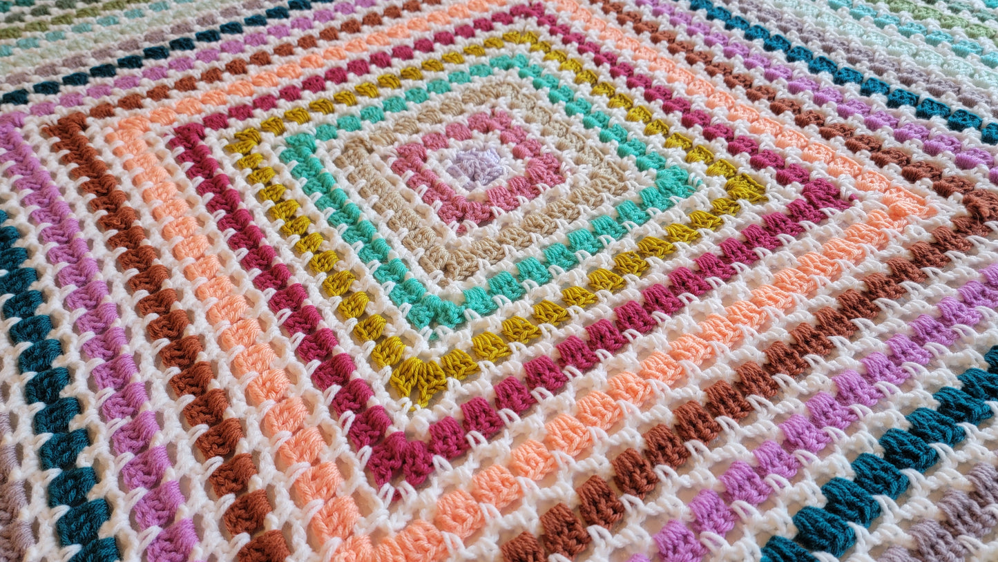 Tea Time Crochet Afghan - Handmade Afghans, Crocheted Afghans, Crocheted Blankets, Crochet Afghans, Crochet Blankets, Throws,Colorful,Cute