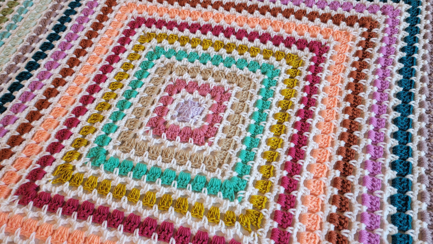 Tea Time Crochet Afghan - Handmade Afghans, Crocheted Afghans, Crocheted Blankets, Crochet Afghans, Crochet Blankets, Throws,Colorful,Cute