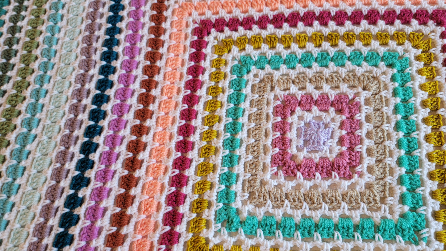 Tea Time Crochet Afghan - Handmade Afghans, Crocheted Afghans, Crocheted Blankets, Crochet Afghans, Crochet Blankets, Throws,Colorful,Cute