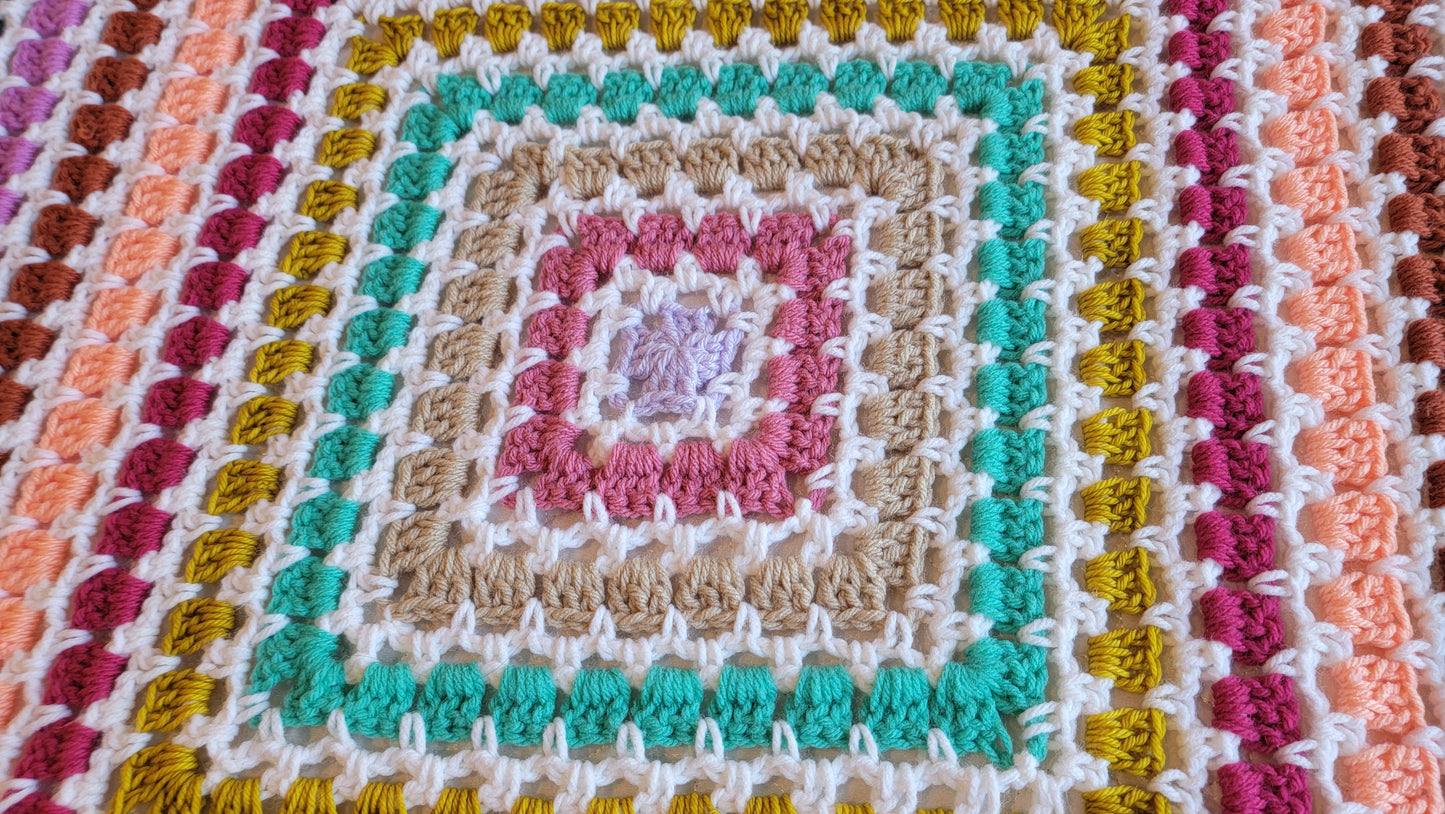 Tea Time Crochet Afghan - Handmade Afghans, Crocheted Afghans, Crocheted Blankets, Crochet Afghans, Crochet Blankets, Throws,Colorful,Cute