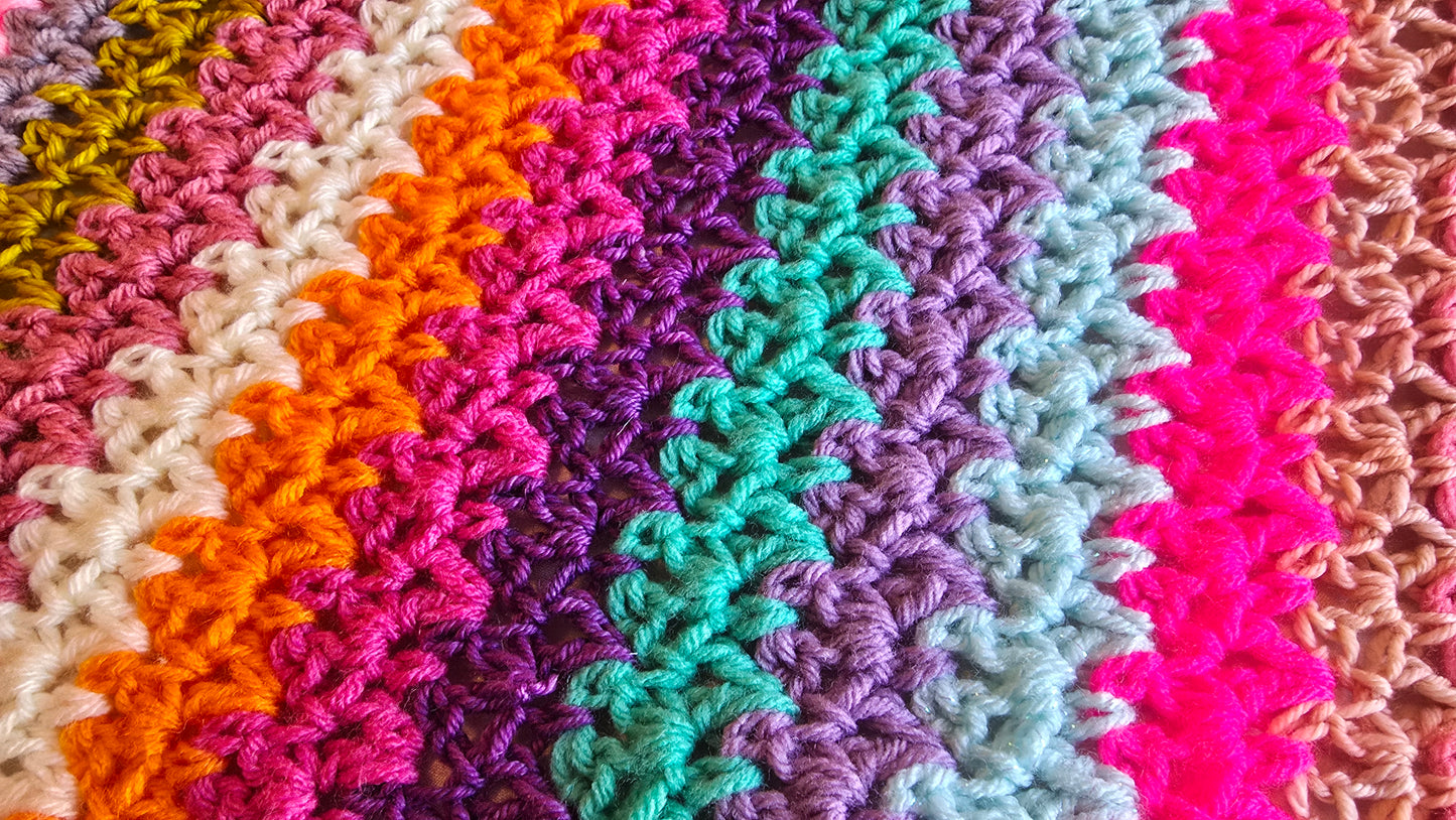 Aurora Gleam Crochet Afghan - Handmade Afghans, Crocheted Afghans, Crocheted Blankets,Crochet Afghans,Crochet Blankets,Throws,Colorful,Cute