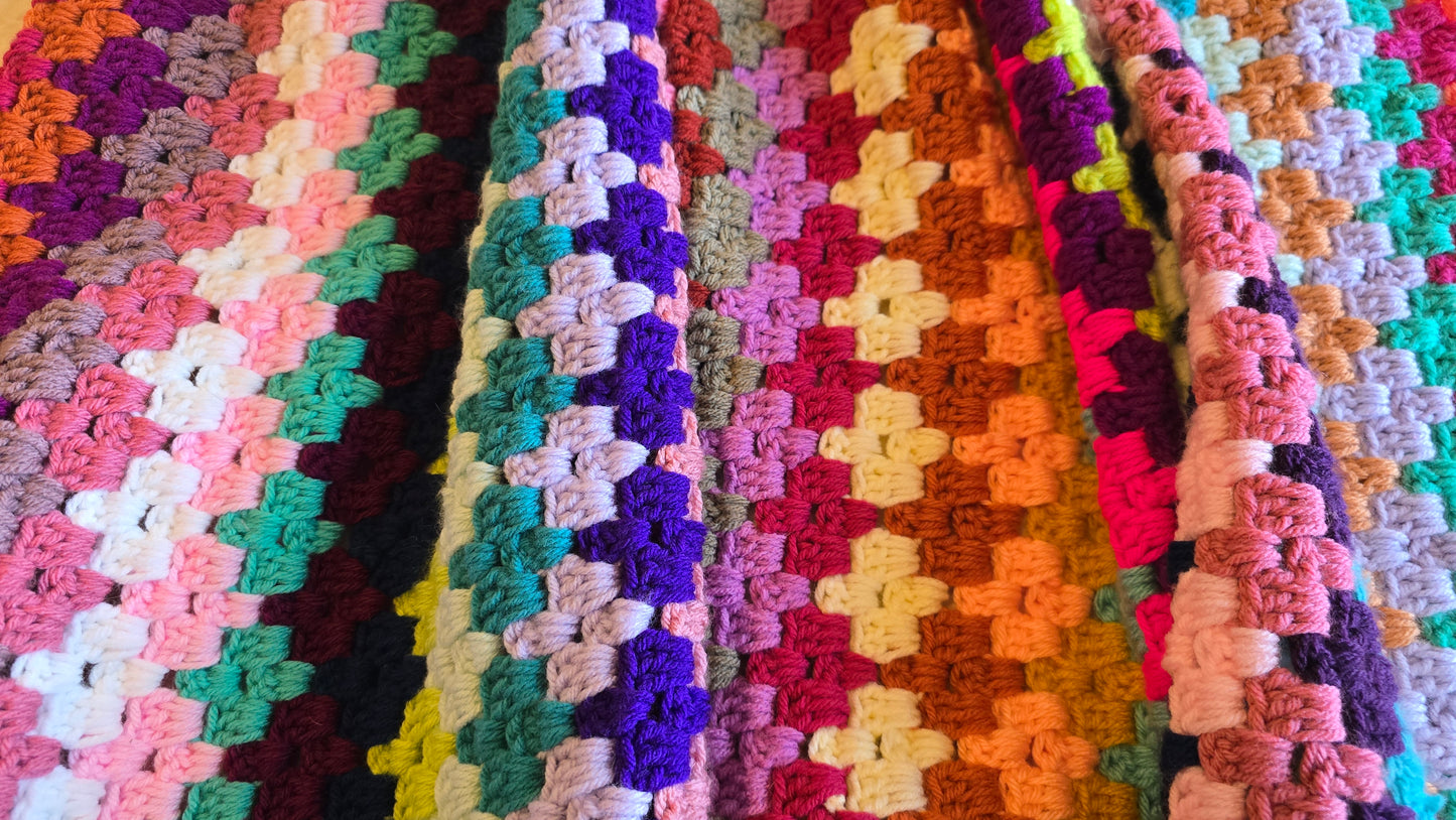 Diamond Stripe Granny Crochet Blanket - Handmade Afghans,Crocheted Afghans,Crocheted Blankets,Crochet Afghans,Crochet Blankets,Cute