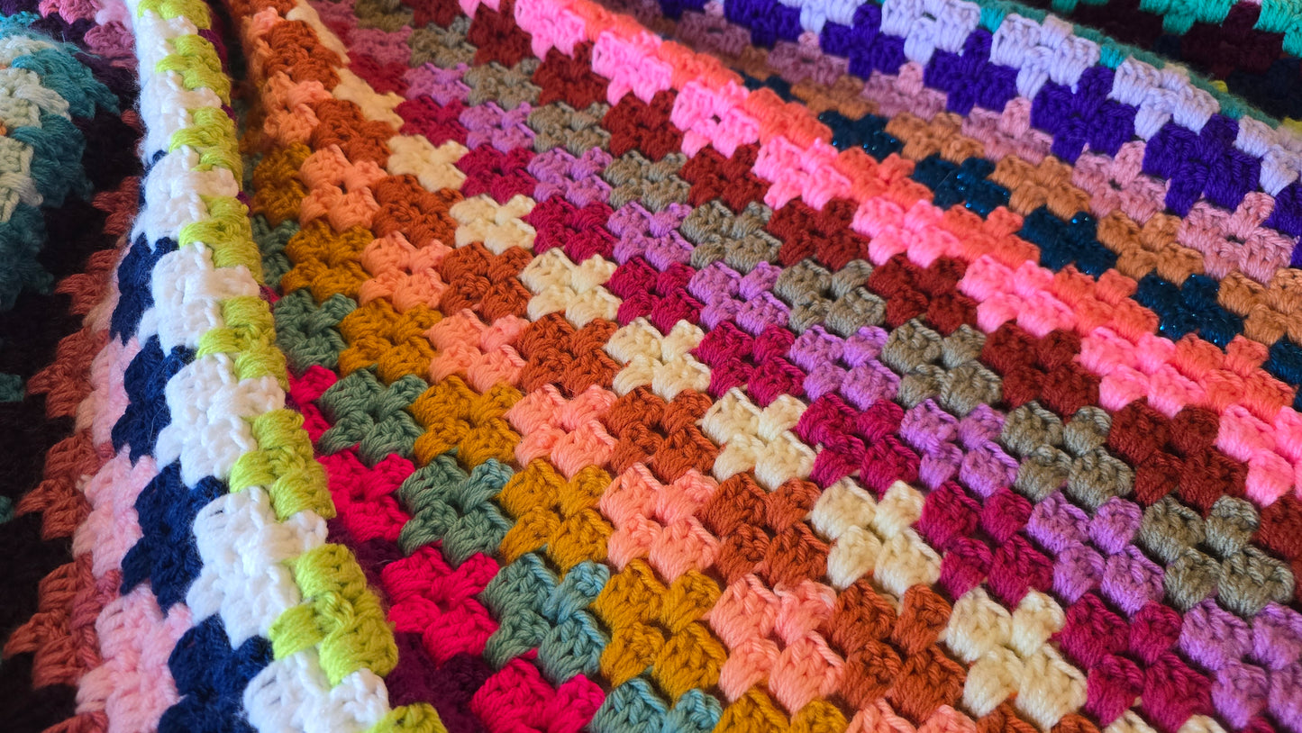 Diamond Stripe Granny Crochet Blanket - Handmade Afghans,Crocheted Afghans,Crocheted Blankets,Crochet Afghans,Crochet Blankets,Cute