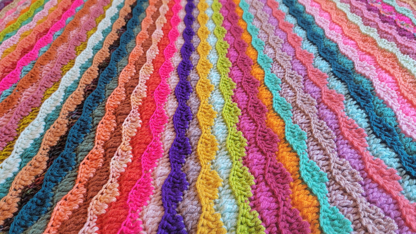 Chill Wave Crochet Blanket - Handmade Afghans, Crocheted Afghans, Crocheted Blankets, Crochet Afghans, Crochet Blankets, Throws, Colorful