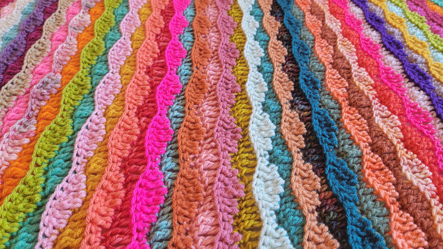 Chill Wave Crochet Blanket - Handmade Afghans, Crocheted Afghans, Crocheted Blankets, Crochet Afghans, Crochet Blankets, Throws, Colorful