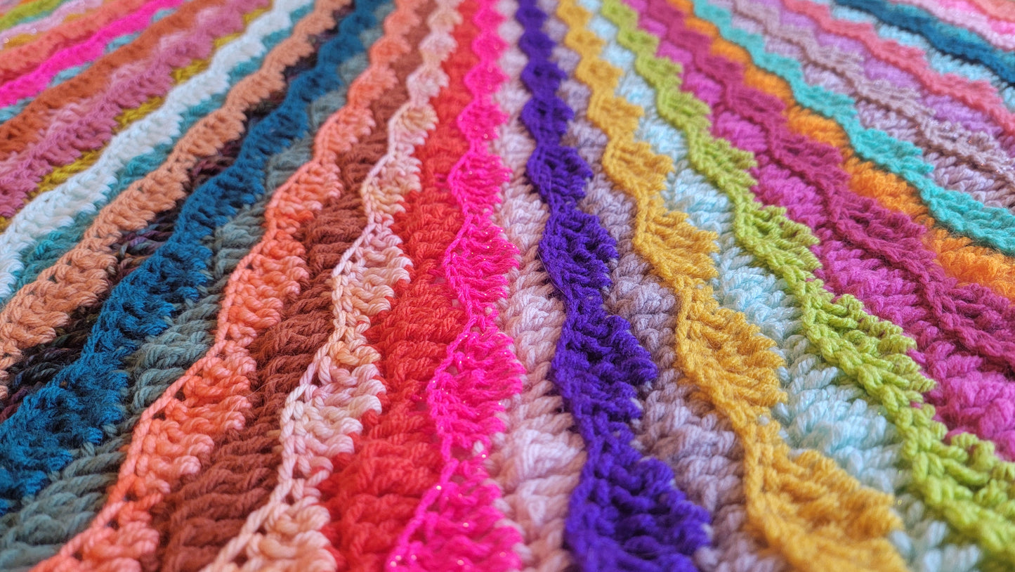 Chill Wave Crochet Blanket - Handmade Afghans, Crocheted Afghans, Crocheted Blankets, Crochet Afghans, Crochet Blankets, Throws, Colorful