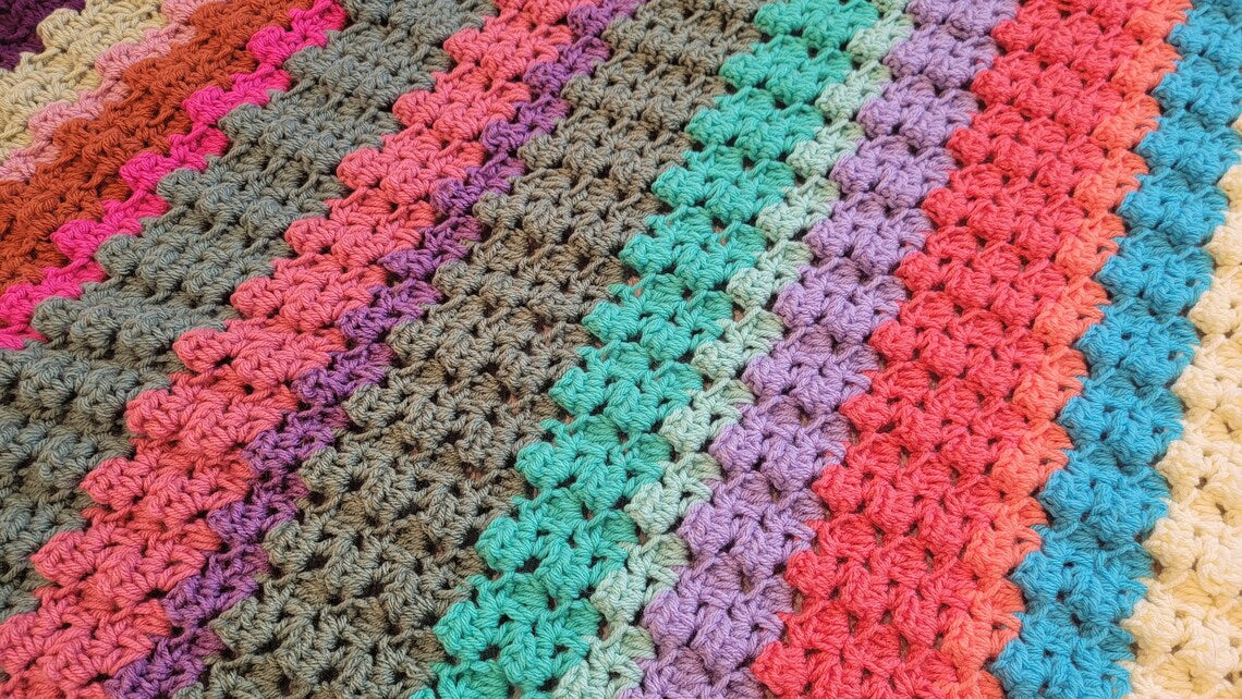 Pure Heart Afghan - Handmade Afghans, Crocheted Afghans, Crocheted Blankets, Crochet Afghans, Crochet Blankets, Throws, Striped, Colorful