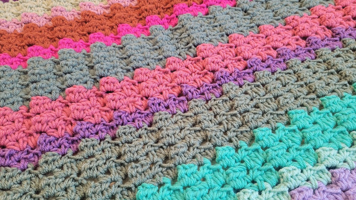 Pure Heart Afghan - Handmade Afghans, Crocheted Afghans, Crocheted Blankets, Crochet Afghans, Crochet Blankets, Throws, Striped, Colorful