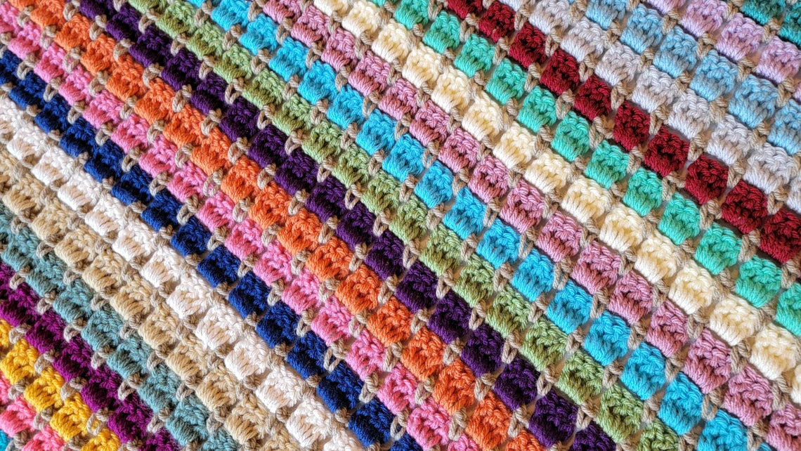 Sassy Blocks Afghan - Handmade Afghans, Crocheted Afghans, Crocheted Blankets, Crochet Afghans, Crochet Blankets, Throws, Striped, Colorful