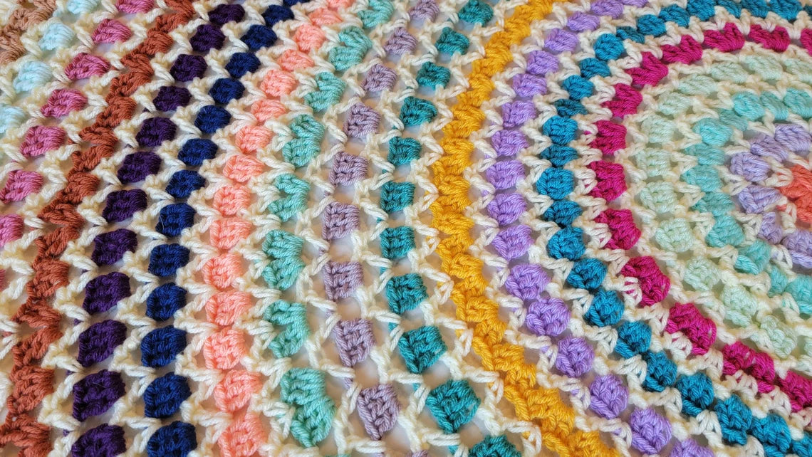 Rose Pearl Afghan - Handmade Afghans, Crocheted Afghans, Crocheted Blankets, Crochet Afghans, Crochet Blankets, Throws, Round, Color, Pretty