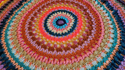 Hot Shot Afghan - Handmade Afghans, Crocheted Afghans, Crocheted Blankets, Crochet Afghans, Crochet Blankets, Throws, Round, Color, Pretty
