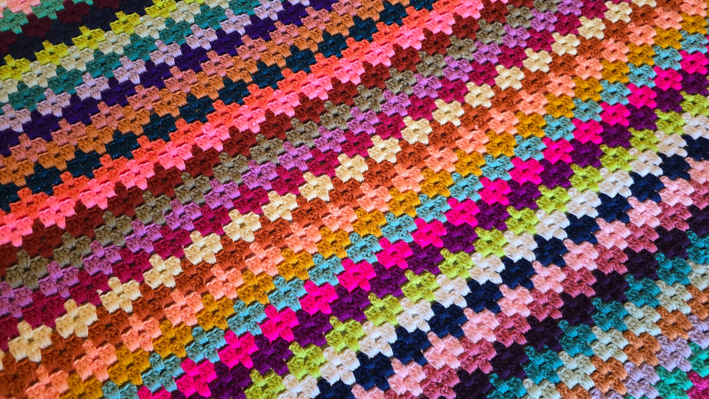 Diamond Stripe Granny Crochet Blanket - Handmade Afghans,Crocheted Afghans,Crocheted Blankets,Crochet Afghans,Crochet Blankets,Cute