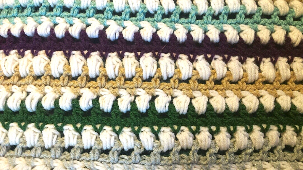 Crochet Pattern: Puffs & Stripes Afghan