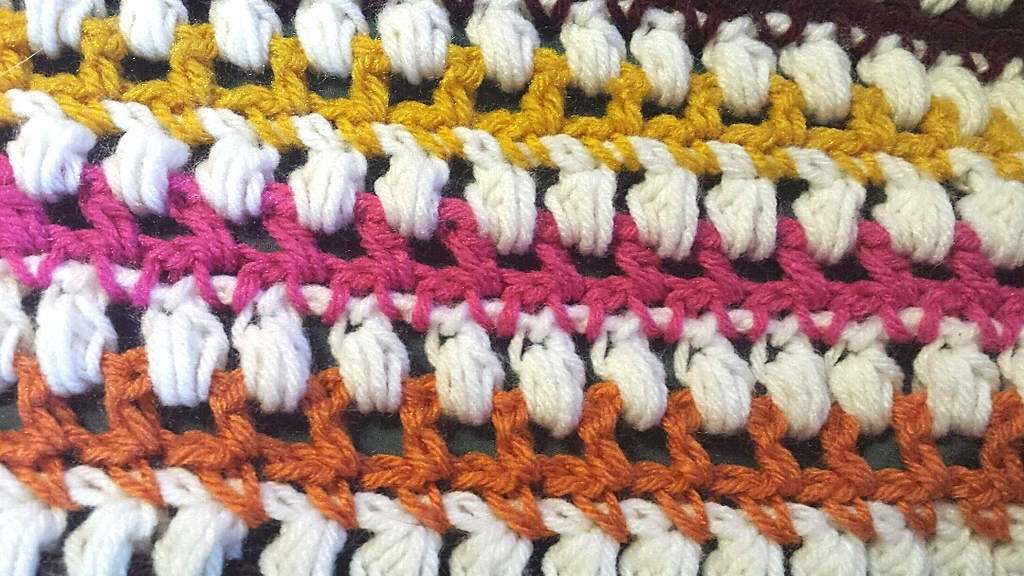 Crochet Pattern: Puffs & Stripes Afghan